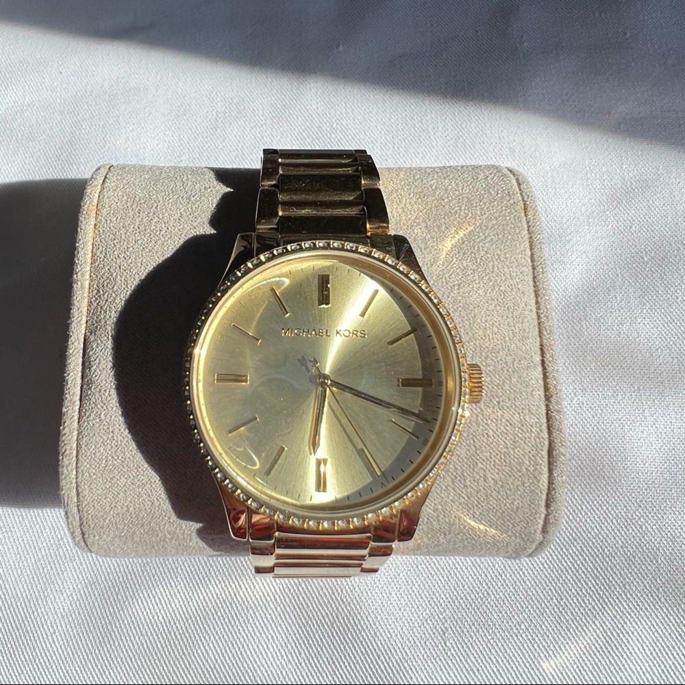 Michael Kors Bailey Gold Dial Crystal Watch Stainless Steel MK3808